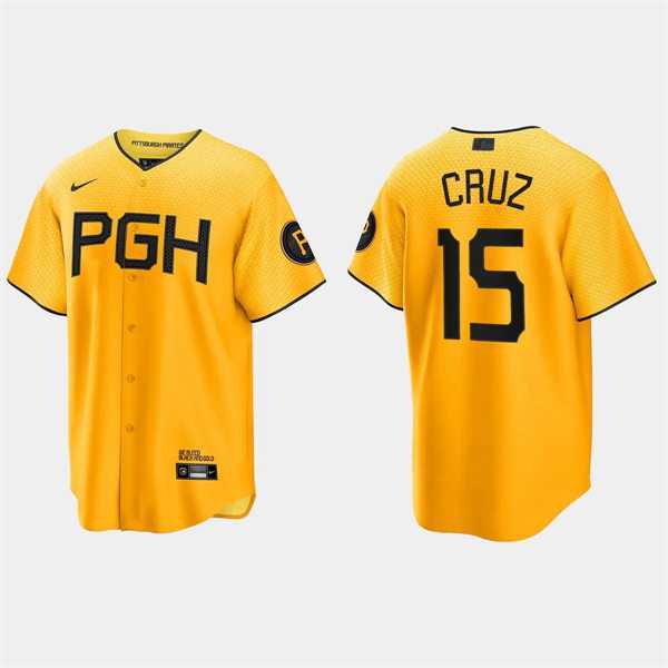 Mens Pittsburgh Pirates #15 Oneil Cruz Gold 2023 City Connect Jersey Dzhi,We sell and wholesale Mens Pittsburgh Pirates #15 Oneil Cruz Gold 2023 City Connect Jersey Dzhi on line form chian!